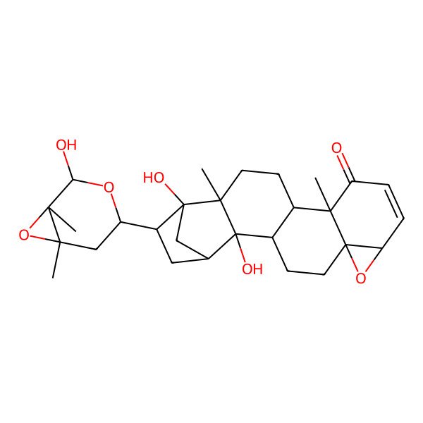 2D Structure of (1S,2R,3R,6R,8S,12R,13S,16R,17R,18R)-2,17-dihydroxy-18-[(1S,2R,4R,6S)-2-hydroxy-1,6-dimethyl-3,7-dioxabicyclo[4.1.0]heptan-4-yl]-12,16-dimethyl-7-oxahexacyclo[15.2.1.02,16.03,13.06,8.06,12]icos-9-en-11-one
