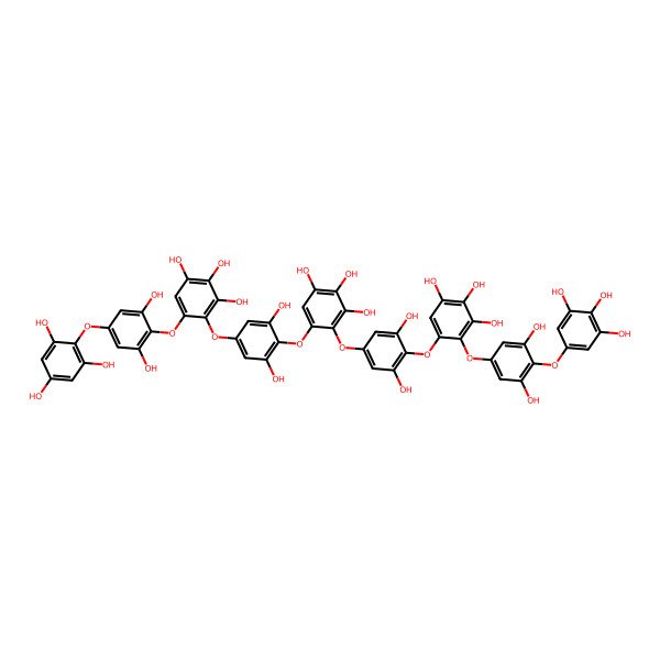 2D Structure of 5-[2,6-Dihydroxy-4-(2,4,6-trihydroxyphenoxy)phenoxy]-4-[4-[2-[4-[2-[3,5-dihydroxy-4-(3,4,5-trihydroxyphenoxy)phenoxy]-3,4,5-trihydroxyphenoxy]-3,5-dihydroxyphenoxy]-3,4,5-trihydroxyphenoxy]-3,5-dihydroxyphenoxy]benzene-1,2,3-triol