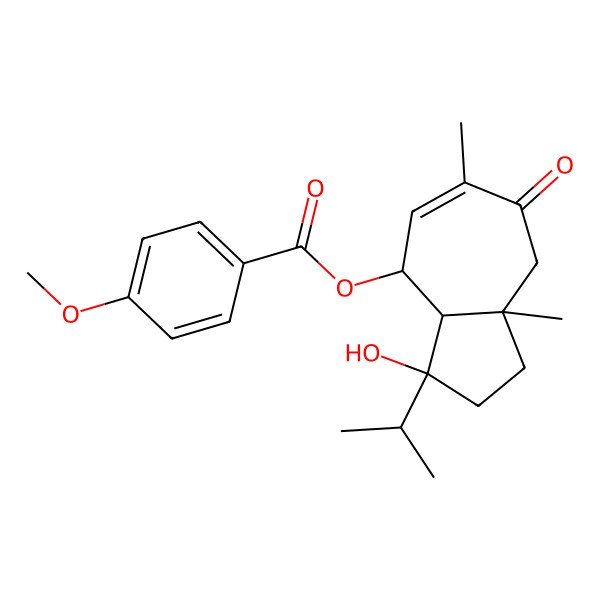 2D Structure of [(3R,3aS,4R,8aR)-3-hydroxy-6,8a-dimethyl-7-oxo-3-propan-2-yl-2,3a,4,8-tetrahydro-1H-azulen-4-yl] 4-methoxybenzoate
