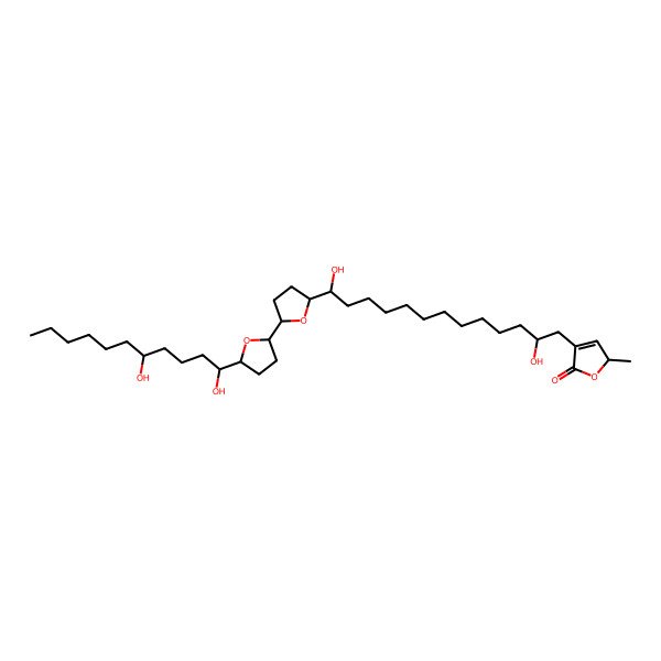 2D Structure of (2R)-4-[(2S,13R)-13-[(2R,5S)-5-[(2R,5S)-5-[(1R,5S)-1,5-dihydroxyundecyl]oxolan-2-yl]oxolan-2-yl]-2,13-dihydroxytridecyl]-2-methyl-2H-furan-5-one