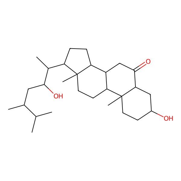 2D Structure of (3S,5S,8S,9S,10R,13S,17R)-3-hydroxy-17-[(2S,3S,5R)-3-hydroxy-5,6-dimethylheptan-2-yl]-10,13-dimethyl-1,2,3,4,5,7,8,9,11,12,14,15,16,17-tetradecahydrocyclopenta[a]phenanthren-6-one