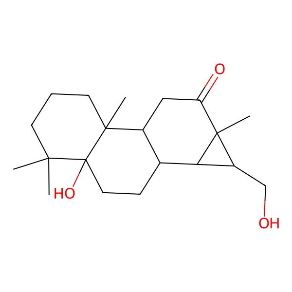 2D Structure of (1R,1aR,1bR,3aR,7aR,7bS,9aR)-3a-hydroxy-1-(hydroxymethyl)-4,4,7a,9a-tetramethyl-1,1a,1b,2,3,5,6,7,7b,8-decahydrocyclopropa[a]phenanthren-9-one