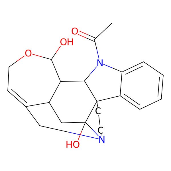 2D Structure of 1-[(4S,12S,13R,14R,19R,21R)-14,21-dihydroxy-15-oxa-1,11-diazahexacyclo[16.3.1.04,12.04,21.05,10.013,19]docosa-5,7,9,17-tetraen-11-yl]ethanone