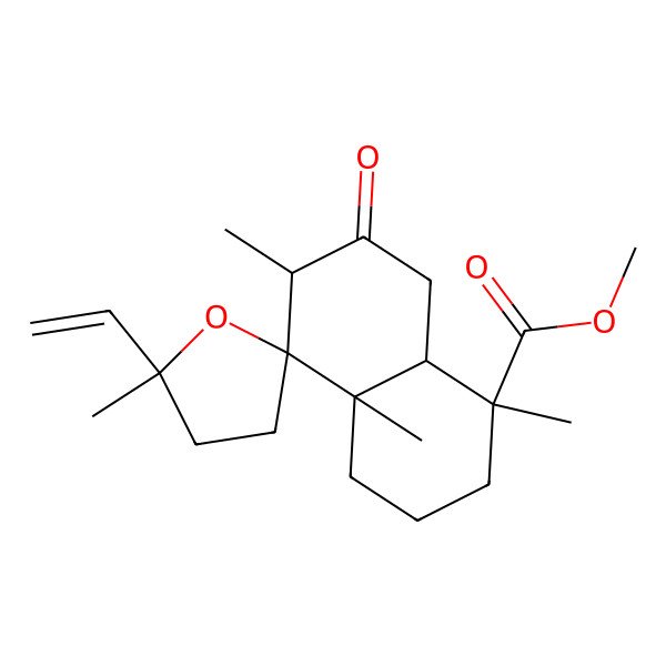 2D Structure of Methyl 5'-ethenyl-1,4a,5',6-tetramethyl-7-oxospiro[2,3,4,6,8,8a-hexahydronaphthalene-5,2'-oxolane]-1-carboxylate