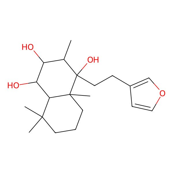 2D Structure of (1S,2R,3R,4R,4aS,8aS)-4-[2-(furan-3-yl)ethyl]-3,4a,8,8-tetramethyl-2,3,5,6,7,8a-hexahydro-1H-naphthalene-1,2,4-triol