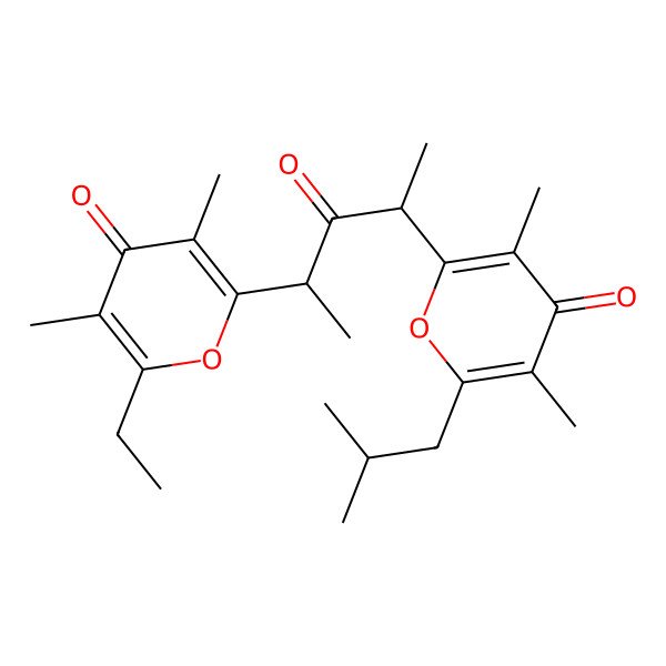 2D Structure of 2-[(2R,4S)-4-[3,5-dimethyl-6-(2-methylpropyl)-4-oxopyran-2-yl]-3-oxopentan-2-yl]-6-ethyl-3,5-dimethylpyran-4-one