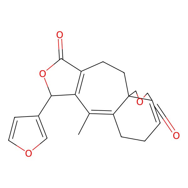 2D Structure of (1S,7R)-7-(furan-3-yl)-9-methyl-6,16-dioxatetracyclo[8.7.0.01,14.04,8]heptadeca-4(8),9,13-triene-5,15-dione