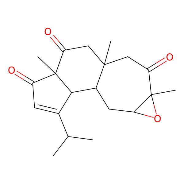 2D Structure of (1R,2S,6R,9S,12R,14R)-6,9,12-trimethyl-3-propan-2-yl-13-oxatetracyclo[7.6.0.02,6.012,14]pentadec-3-ene-5,7,11-trione