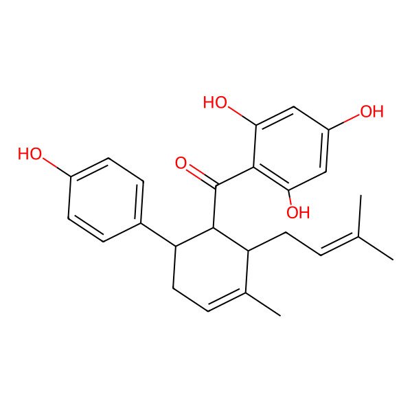 2D Structure of [6-(4-Hydroxyphenyl)-3-methyl-2-(3-methylbut-2-enyl)cyclohex-3-en-1-yl]-(2,4,6-trihydroxyphenyl)methanone