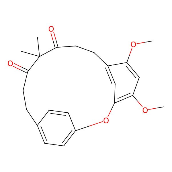 2D Structure of 4,6-Dimethoxy-11,11-dimethyl-2-oxatricyclo[13.2.2.13,7]icosa-1(17),3,5,7(20),15,18-hexaene-10,12-dione