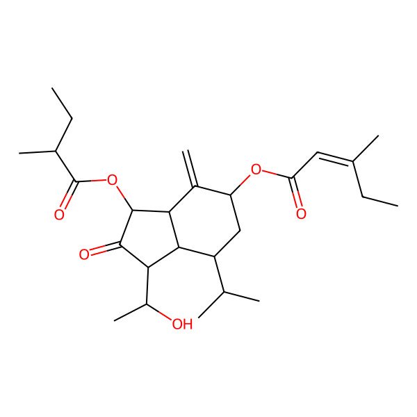 2D Structure of [(1S,3S,3aR,5R,7S,7aS)-1-[(1R)-1-hydroxyethyl]-3-[(2R)-2-methylbutanoyl]oxy-4-methylidene-2-oxo-7-propan-2-yl-3,3a,5,6,7,7a-hexahydro-1H-inden-5-yl] (E)-3-methylpent-2-enoate