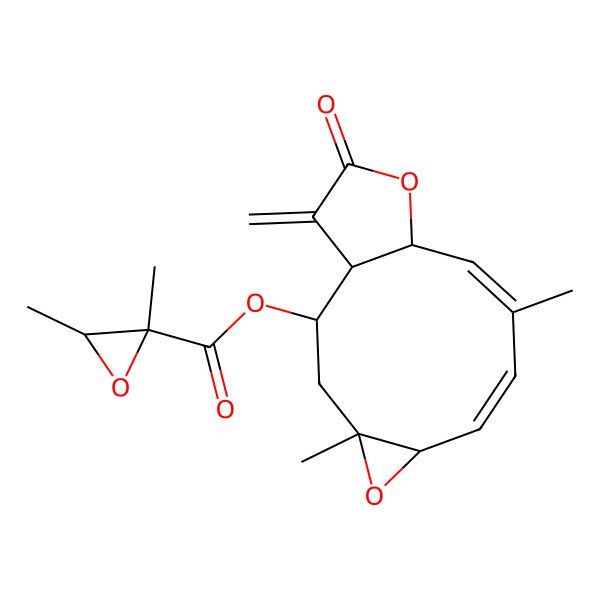 2D Structure of (4,9-Dimethyl-14-methylidene-13-oxo-5,12-dioxatricyclo[9.3.0.04,6]tetradeca-7,9-dien-2-yl) 2,3-dimethyloxirane-2-carboxylate