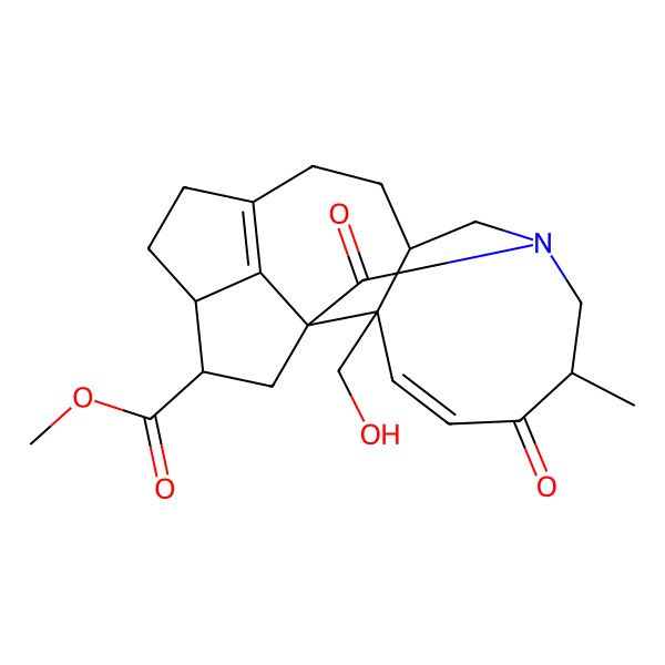 2D Structure of methyl (1R,3R,4R,10S,14R,18R)-18-(hydroxymethyl)-14-methyl-15,19-dioxo-12-azapentacyclo[10.6.1.11,4.010,18.07,20]icosa-7(20),16-diene-3-carboxylate