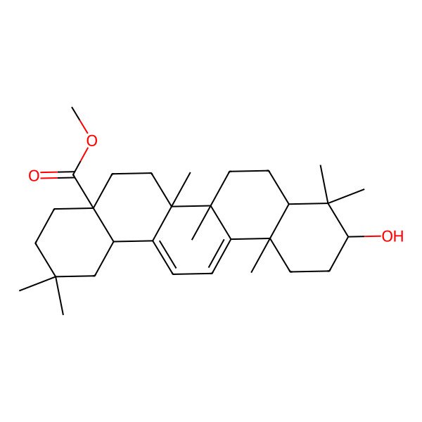 2D Structure of Methyl 10-hydroxy-2,2,6a,6b,9,9,12a-heptamethyl-1,3,4,5,6,7,8,8a,10,11,12,14b-dodecahydropicene-4a-carboxylate