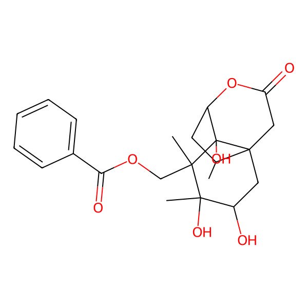 2D Structure of [(1R,3R,4R,5R,6R,7S,11R)-3,4,6-trihydroxy-4,5,11-trimethyl-9-oxo-8-oxatricyclo[5.3.2.01,6]dodecan-5-yl]methyl benzoate