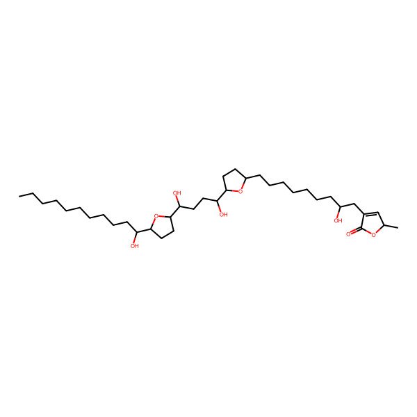 2D Structure of (2S)-4-[(2R)-9-[(2S,5S)-5-[(1S,4S)-1,4-dihydroxy-4-[(2R,5R)-5-[(1S)-1-hydroxyundecyl]oxolan-2-yl]butyl]oxolan-2-yl]-2-hydroxynonyl]-2-methyl-2H-furan-5-one