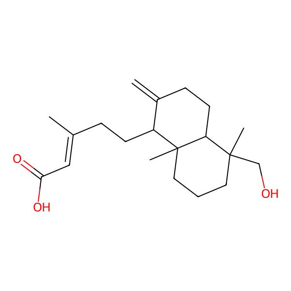 2D Structure of (E)-5-[(1R,4aS,5S,8aS)-5-(hydroxymethyl)-5,8a-dimethyl-2-methylidene-3,4,4a,6,7,8-hexahydro-1H-naphthalen-1-yl]-3-methylpent-2-enoic acid