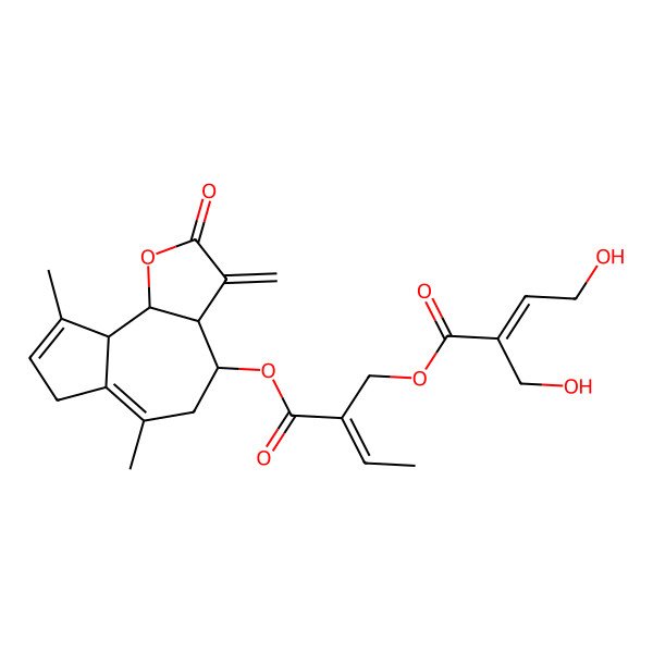2D Structure of [(E)-2-[[(3aR,4R,9aS,9bR)-6,9-dimethyl-3-methylidene-2-oxo-3a,4,5,7,9a,9b-hexahydroazuleno[4,5-b]furan-4-yl]oxycarbonyl]but-2-enyl] (E)-4-hydroxy-2-(hydroxymethyl)but-2-enoate
