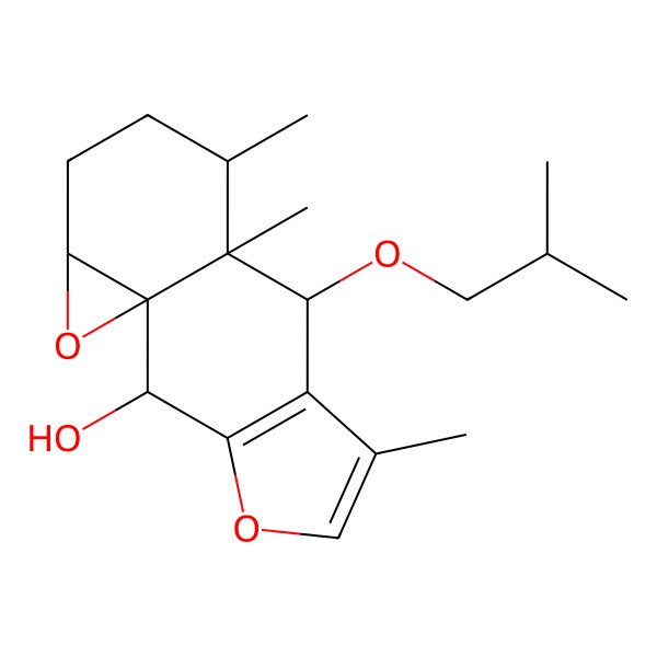 2D Structure of (1R,2S,8S,9S,10S,13R)-6,9,10-trimethyl-8-(2-methylpropoxy)-4,14-dioxatetracyclo[7.5.0.01,13.03,7]tetradeca-3(7),5-dien-2-ol