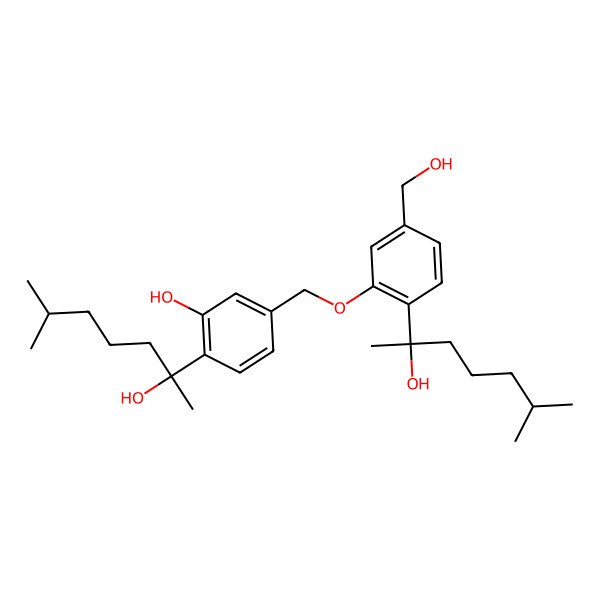 2D Structure of 2-(2-Hydroxy-6-methylheptan-2-yl)-5-[[5-(hydroxymethyl)-2-(2-hydroxy-6-methylheptan-2-yl)phenoxy]methyl]phenol