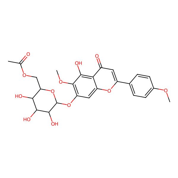 2D Structure of [3,4,5-Trihydroxy-6-[5-hydroxy-6-methoxy-2-(4-methoxyphenyl)-4-oxochromen-7-yl]oxyoxan-2-yl]methyl acetate