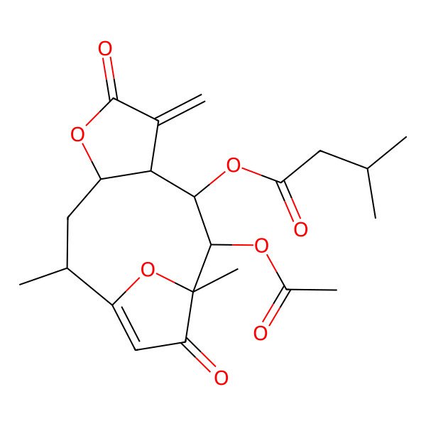 2D Structure of [(2R,4R,8S,9S,10R,11R)-10-acetyloxy-2,11-dimethyl-7-methylidene-6,12-dioxo-5,14-dioxatricyclo[9.2.1.04,8]tetradec-1(13)-en-9-yl] 3-methylbutanoate
