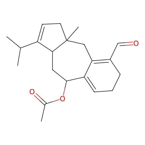2D Structure of [(3aR,5R,10aR)-9-formyl-10a-methyl-3-propan-2-yl-3a,4,5,7,8,10-hexahydro-1H-benzo[f]azulen-5-yl] acetate