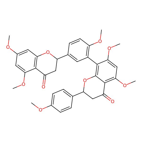 2D Structure of (2S)-8-[5-[(2S)-5,7-dimethoxy-4-oxo-2,3-dihydrochromen-2-yl]-2-methoxyphenyl]-5,7-dimethoxy-2-(4-methoxyphenyl)-2,3-dihydrochromen-4-one