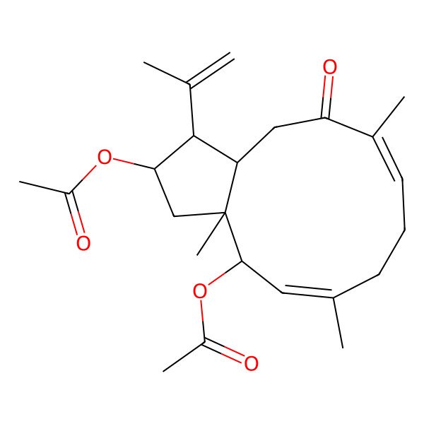 2D Structure of (1S,2R,3E,7E,11S,12R,13S)-2,13-Diacetoxydolabella-3,7,18-Trien-9-One
