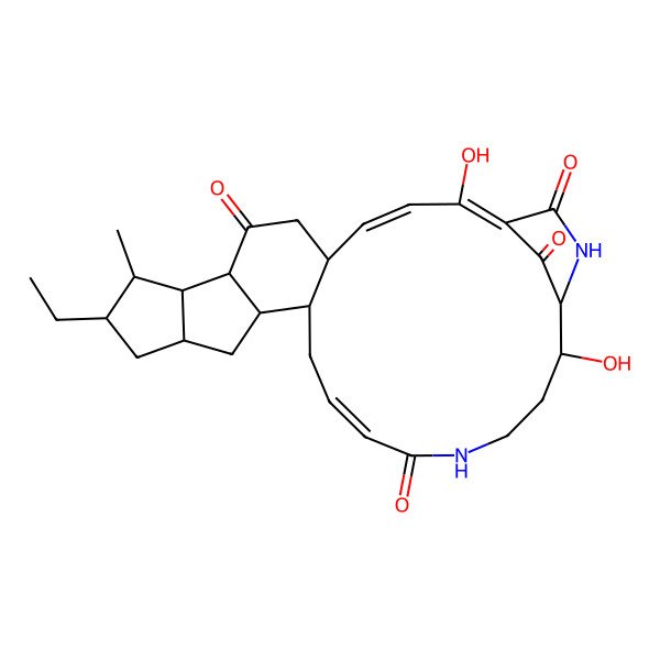 2D Structure of (1Z,3Z,5R,8S,9S,10S,11S,13R,15R,16R,18Z)-11-ethyl-2,24-dihydroxy-10-methyl-21,26-diazapentacyclo[23.2.1.05,16.08,15.09,13]octacosa-1,3,18-triene-7,20,27,28-tetrone