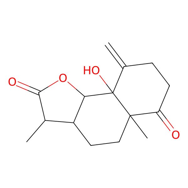2D Structure of (3S,3aS,5aR,9aR,9bS)-9a-hydroxy-3,5a-dimethyl-9-methylidene-3a,4,5,7,8,9b-hexahydro-3H-benzo[g][1]benzofuran-2,6-dione