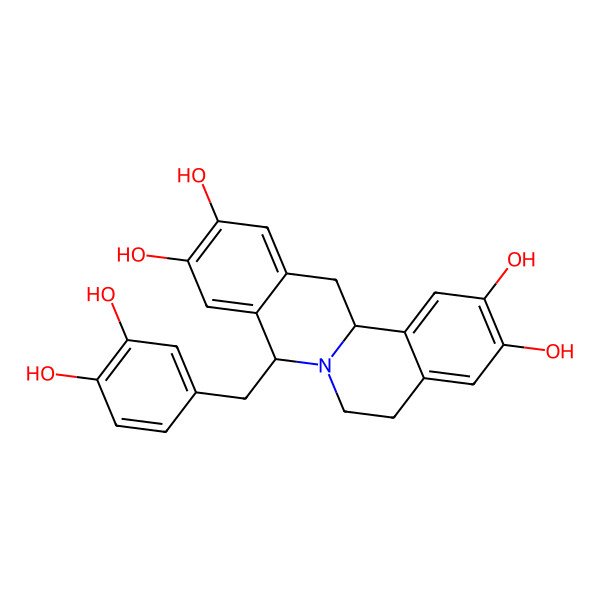 2D Structure of (8S,13aR)-8-[(3,4-dihydroxyphenyl)methyl]-6,8,13,13a-tetrahydro-5H-isoquinolino[2,1-b]isoquinoline-2,3,10,11-tetrol