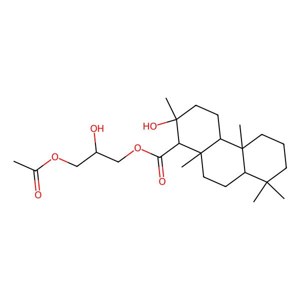 2D Structure of [(2S)-3-acetyloxy-2-hydroxypropyl] (1R,2S,4aS,4bR,8aR,10aS)-2-hydroxy-2,4b,8,8,10a-pentamethyl-1,3,4,4a,5,6,7,8a,9,10-decahydrophenanthrene-1-carboxylate