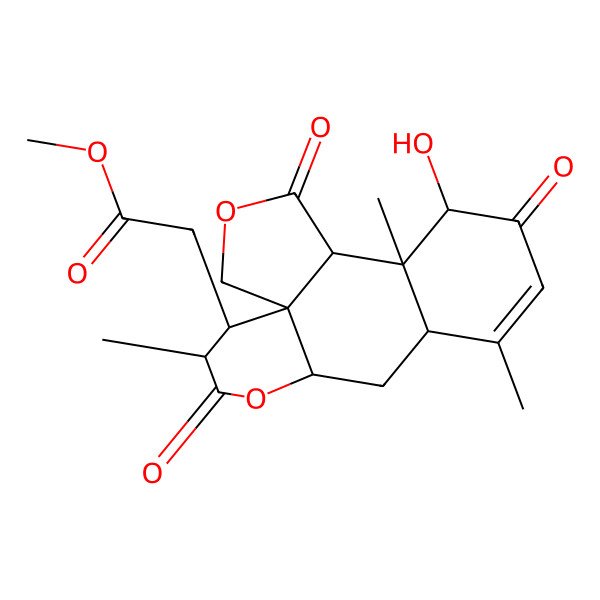 2D Structure of methyl 2-[(1S,5R,6S,7S,11S,13R,16R,17S)-7-hydroxy-6,10,16-trimethyl-4,8,15-trioxo-3,14-dioxatetracyclo[11.4.0.01,5.06,11]heptadec-9-en-17-yl]acetate