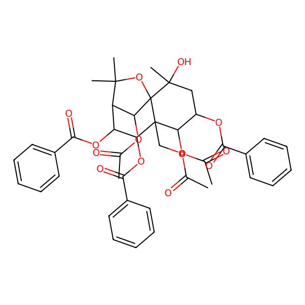 2D Structure of [(1S,2R,4S,5R,6R,7R,8R,9R,12S)-5,12-diacetyloxy-6-(acetyloxymethyl)-7,8-dibenzoyloxy-2-hydroxy-2,10,10-trimethyl-11-oxatricyclo[7.2.1.01,6]dodecan-4-yl] benzoate
