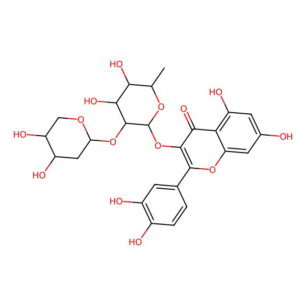 2D Structure of 3-[3-(4,5-Dihydroxyoxan-2-yl)oxy-4,5-dihydroxy-6-methyloxan-2-yl]oxy-2-(3,4-dihydroxyphenyl)-5,7-dihydroxychromen-4-one