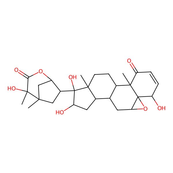2D Structure of 6,14,15-Trihydroxy-15-(4-hydroxy-4,5-dimethyl-3-oxo-2-oxabicyclo[3.2.1]octan-7-yl)-2,16-dimethyl-8-oxapentacyclo[9.7.0.02,7.07,9.012,16]octadec-4-en-3-one