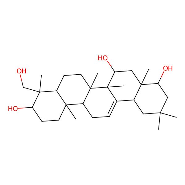 2D Structure of 4-(Hydroxymethyl)-4,6a,6b,8a,11,11,14b-heptamethyl-1,2,3,4a,5,6,7,8,9,10,12,12a,14,14a-tetradecahydropicene-3,7,9-triol