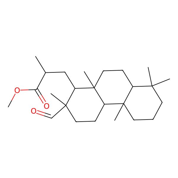 2D Structure of Methyl 3-(2-formyl-2,4b,8,8,10a-pentamethyl-1,3,4,4a,5,6,7,8a,9,10-decahydrophenanthren-1-yl)-2-methylpropanoate