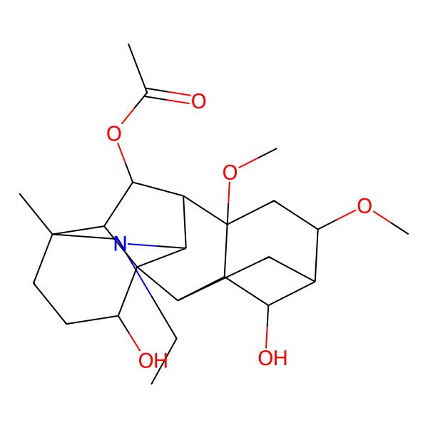 2D Structure of (11-Ethyl-4,16-dihydroxy-6,8-dimethoxy-13-methyl-11-azahexacyclo[7.7.2.12,5.01,10.03,8.013,17]nonadecan-18-yl) acetate