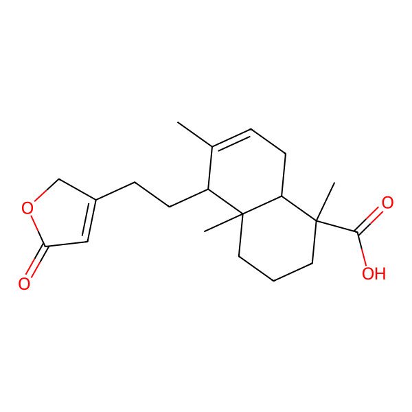 2D Structure of (1R,4aR,5S,8aR)-1,4a,6-trimethyl-5-[2-(5-oxo-2H-furan-3-yl)ethyl]-2,3,4,5,8,8a-hexahydronaphthalene-1-carboxylic acid