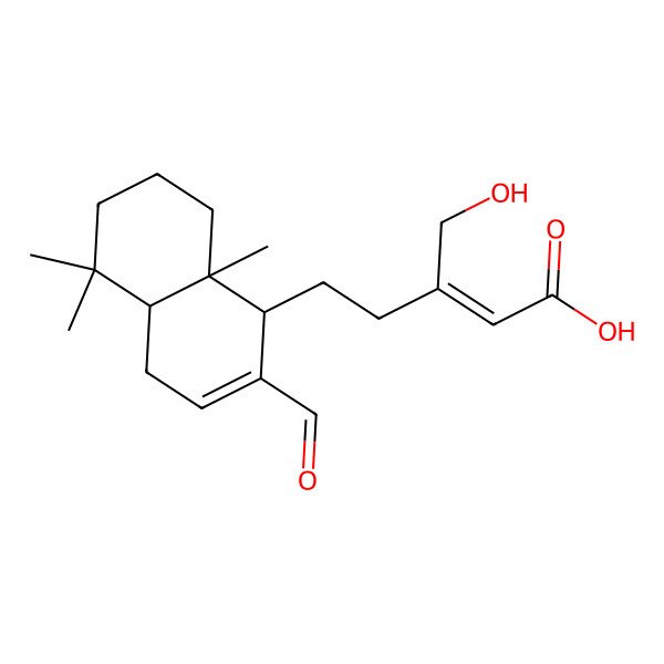 2D Structure of (Z)-5-[(1S,4aR,8aR)-2-formyl-5,5,8a-trimethyl-1,4,4a,6,7,8-hexahydronaphthalen-1-yl]-3-(hydroxymethyl)pent-2-enoic acid