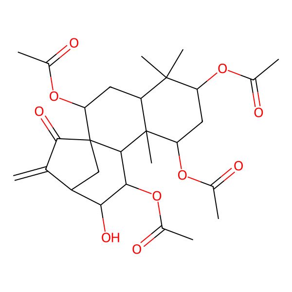 2D Structure of [(1R,4R,9R,10S,13R)-6,8,11-triacetyloxy-12-hydroxy-5,5,9-trimethyl-14-methylidene-15-oxo-2-tetracyclo[11.2.1.01,10.04,9]hexadecanyl] acetate