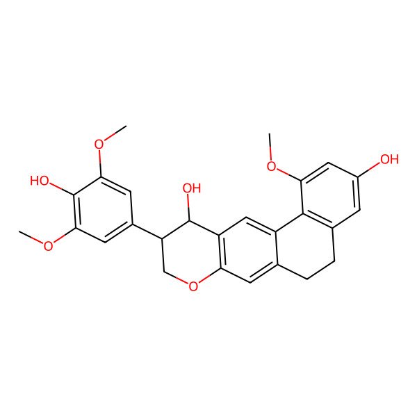 2D Structure of 10-(4-hydroxy-3,5-dimethoxyphenyl)-1-methoxy-6,9,10,11-tetrahydro-5H-naphtho[1,2-g]chromene-3,11-diol