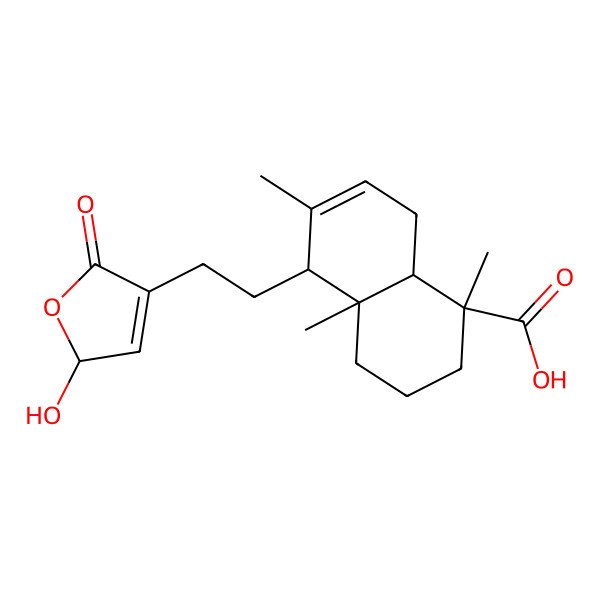 2D Structure of (1R,4aR,5S,8aR)-5-[2-[(2S)-2-hydroxy-5-oxo-2H-furan-4-yl]ethyl]-1,4a,6-trimethyl-2,3,4,5,8,8a-hexahydronaphthalene-1-carboxylic acid