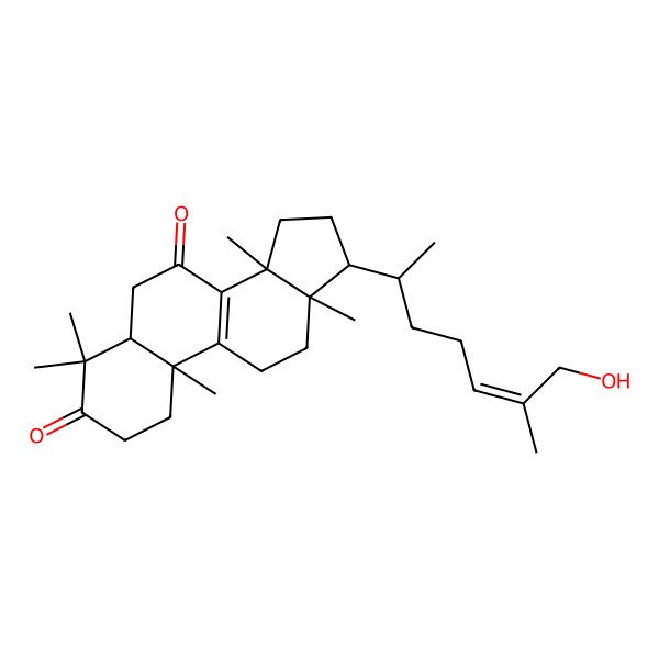 2D Structure of (5S,10S,13R,14R,17R)-17-[(E,2R)-7-hydroxy-6-methylhept-5-en-2-yl]-4,4,10,13,14-pentamethyl-2,5,6,11,12,15,16,17-octahydro-1H-cyclopenta[a]phenanthrene-3,7-dione