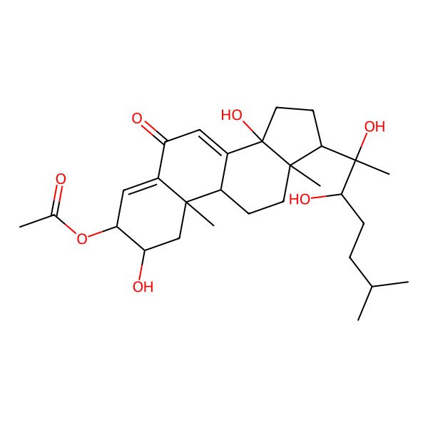 2D Structure of [(2S,3S,9R,10R,13R,14S,17S)-17-[(2R,3R)-2,3-dihydroxy-6-methylheptan-2-yl]-2,14-dihydroxy-10,13-dimethyl-6-oxo-2,3,9,11,12,15,16,17-octahydro-1H-cyclopenta[a]phenanthren-3-yl] acetate