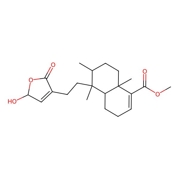 2D Structure of methyl 5-[2-(2-hydroxy-5-oxo-2H-furan-4-yl)ethyl]-5,6,8a-trimethyl-3,4,4a,6,7,8-hexahydronaphthalene-1-carboxylate