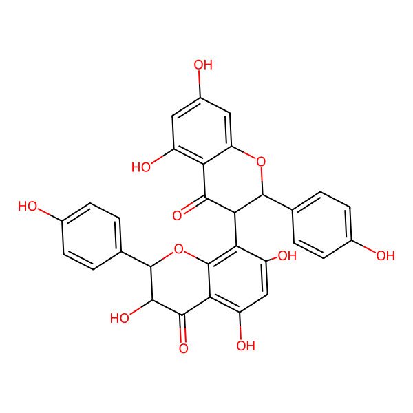 2D Structure of (2R,3R)-8-[(2R,3S)-5,7-dihydroxy-2-(4-hydroxyphenyl)-4-oxo-2,3-dihydrochromen-3-yl]-3,5,7-trihydroxy-2-(4-hydroxyphenyl)-2,3-dihydrochromen-4-one