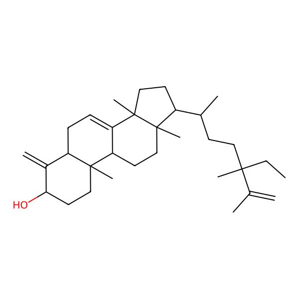 2D Structure of 17-(5-ethyl-5,6-dimethylhept-6-en-2-yl)-10,13,14-trimethyl-4-methylidene-2,3,5,6,9,11,12,15,16,17-decahydro-1H-cyclopenta[a]phenanthren-3-ol